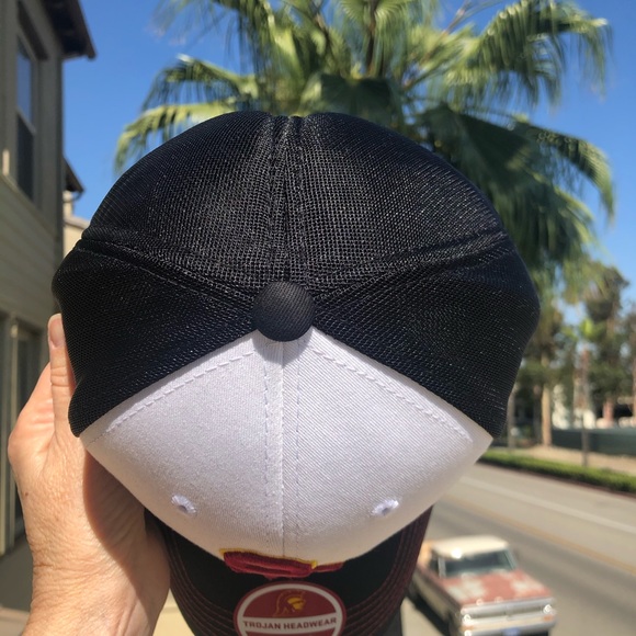 Trojan Headware USC Logo Baseball Cap 6 Panel Black White Baseball Hat NEW - Picture 4 of 7